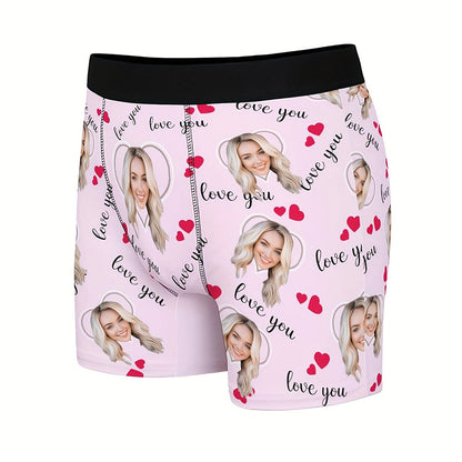 Custom Photo Print Boxer Briefs, High-Elastic Polyester