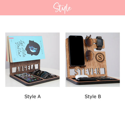 Personalized Book Holder, Custom Book Stand, Personalized Docking Station Men, Gift for Men