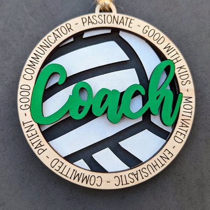 Volleyball coach gift, Personalized volleyball ornament / car charm