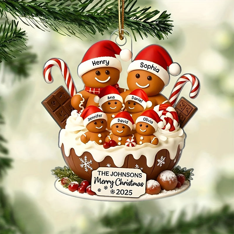 Personalized Gingerbread Family Christmas Ornament - Custom Names