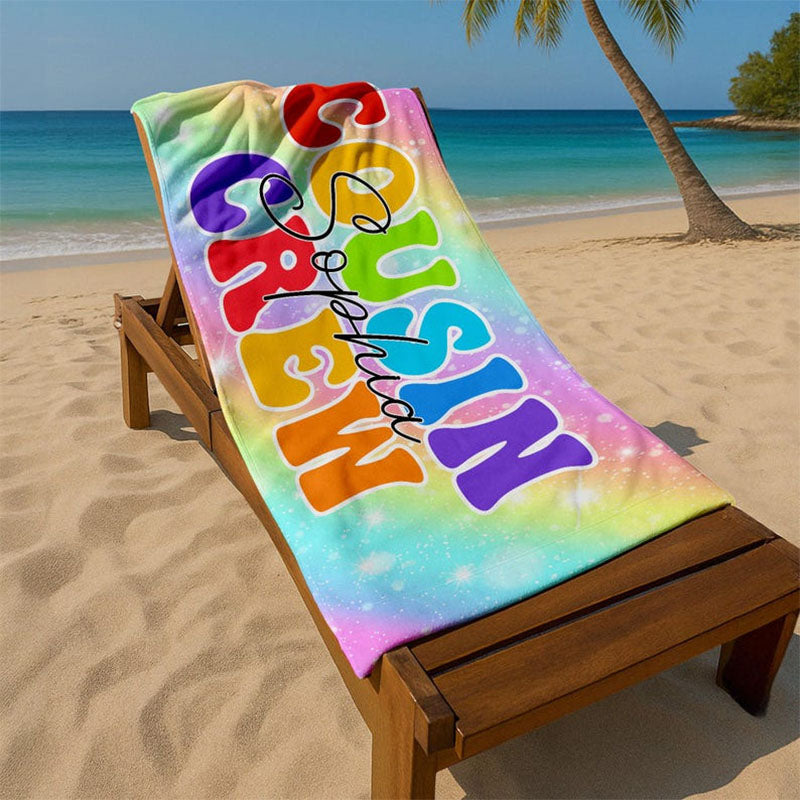 Personalized Beach Towel, Family Vacation Gift, Towel For Kids