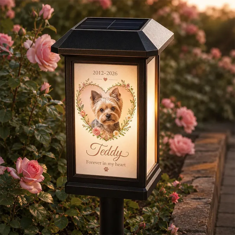 Personalized Pet Memorial Solar Light, Custom Dog Cat Garden Stake,