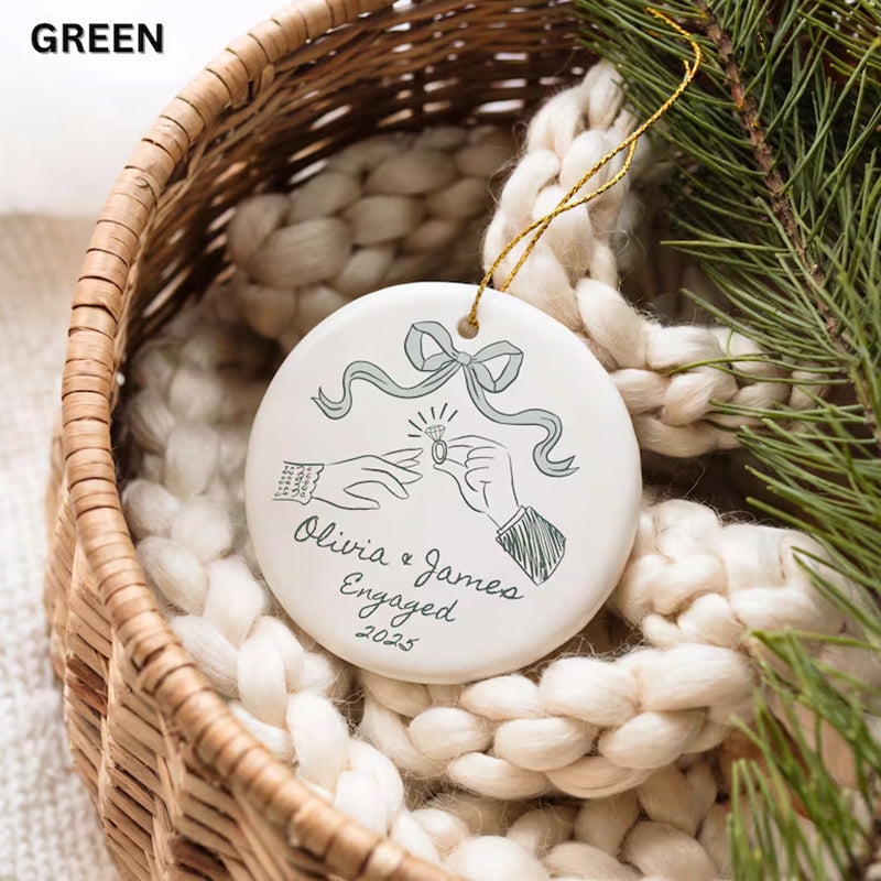 First Christmas Engaged Ornament 2025 Personalized Engagement Gift
