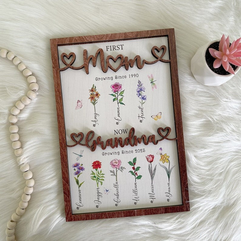 Personalized Birth Month Flowers, Mothers Day Gifts