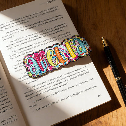 Personalized Bright Paisley Floral Doodle Magnetic Bookmark