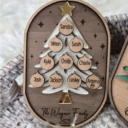 Personalized Family Tree Ornament, Personalized Grandparent Ornament