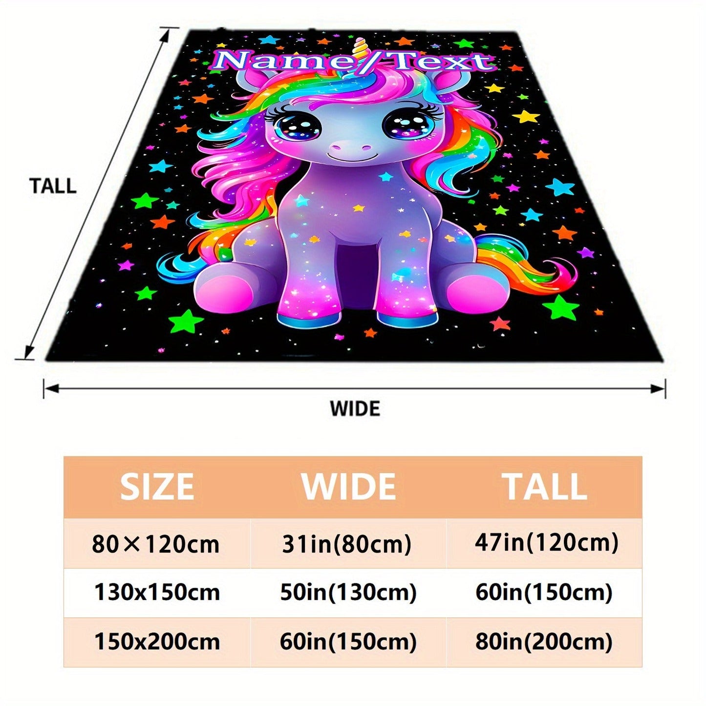 Custom Name, Cartoon Cute Unicorn, Women Like HD Print Blanket