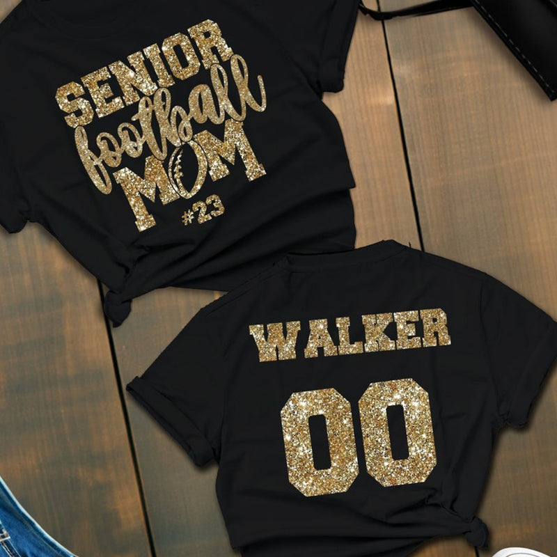 Senior Football Mom Shirt Custom | Glitter Football Mom tshirt