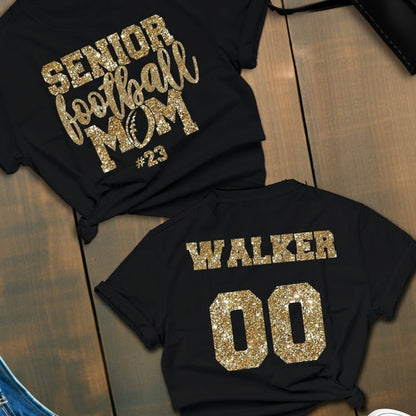 Senior Football Mom Shirt Custom | Glitter Football Mom tshirt