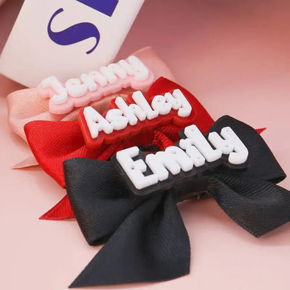 Custom Acrylic Name Bow Hair Clip