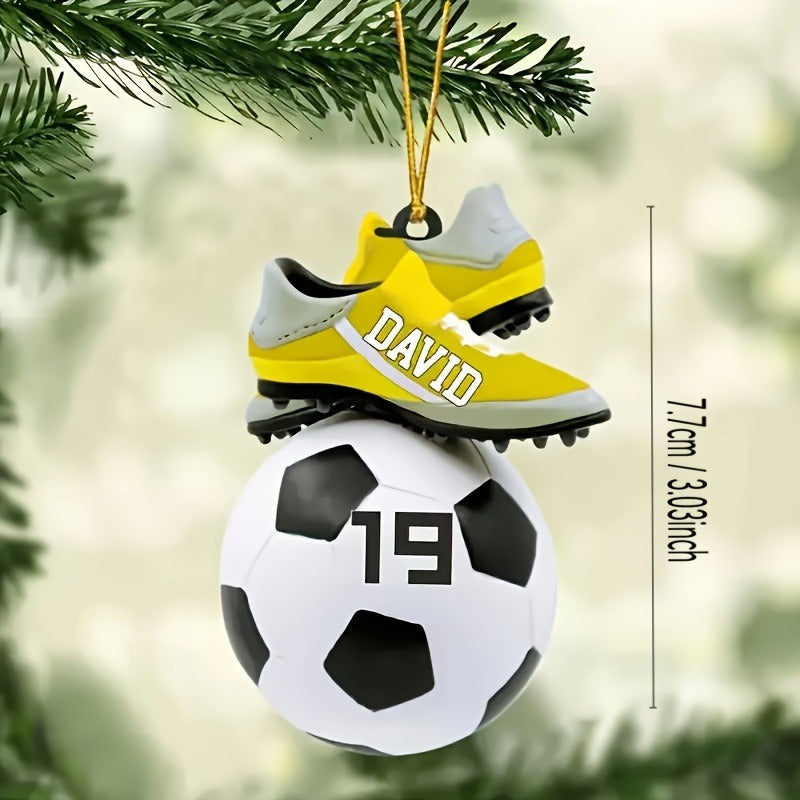 Personalized Soccer Christmas Ornament - Custom Name & Number