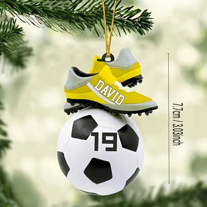 Personalized Soccer Christmas Ornament - Custom Name & Number