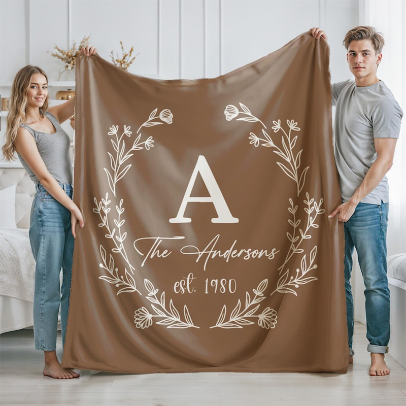 Custom Family Name Blanket, Last Name Initials Blanket