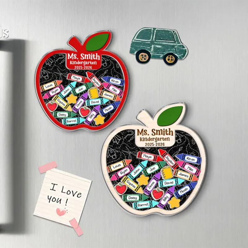 Personalized Teacher Apple Magnet With Students Name, Thank You Teacher Gift