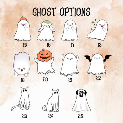 Personalized Halloween Ghost Family With Pets