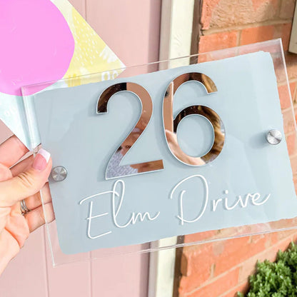House Door Sign, Personalised Scripted House Sign, Acrylic House Sign, Mirrored House Signs