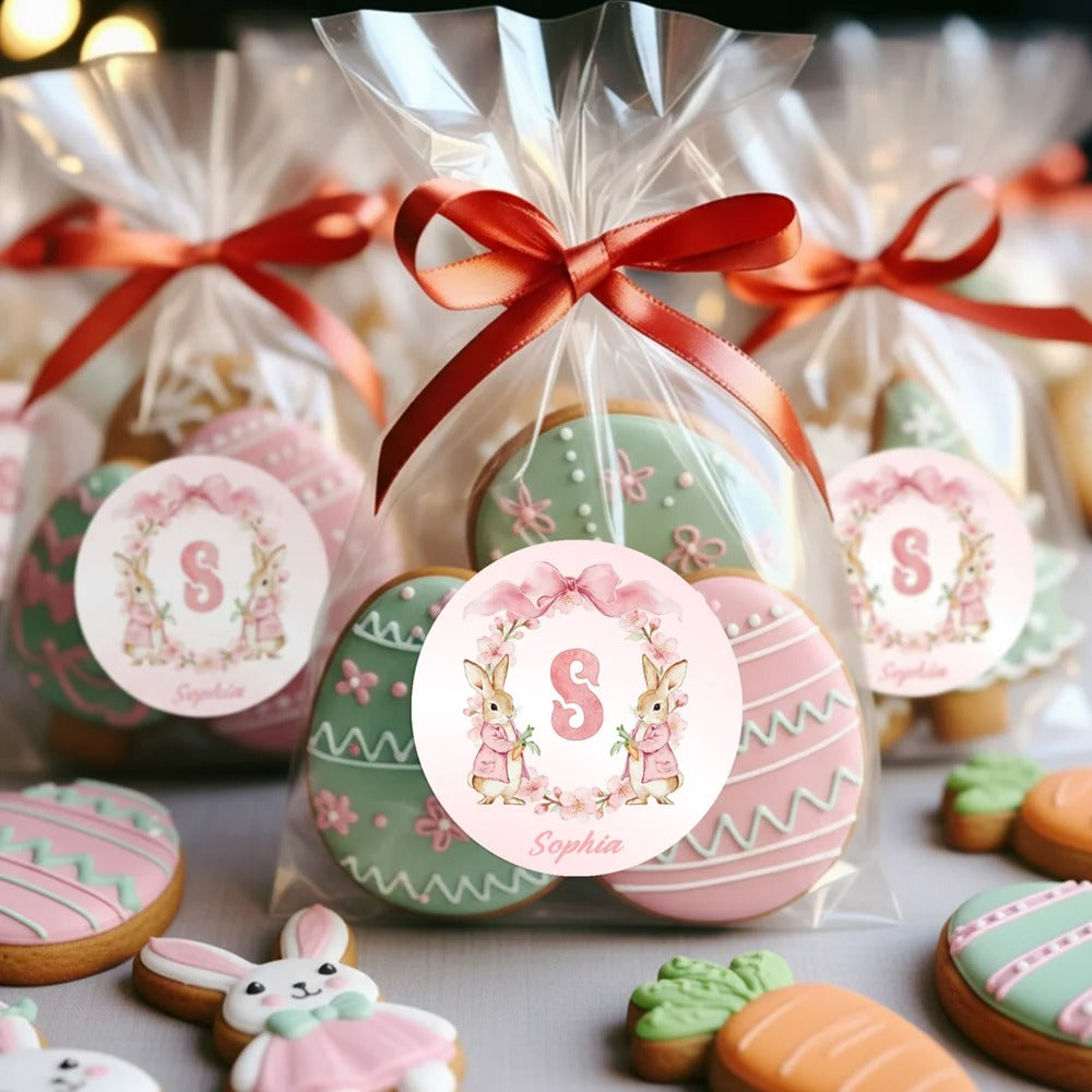 Personalized Cute Flower Peter Rabbit  Easter Waterproof Stickers