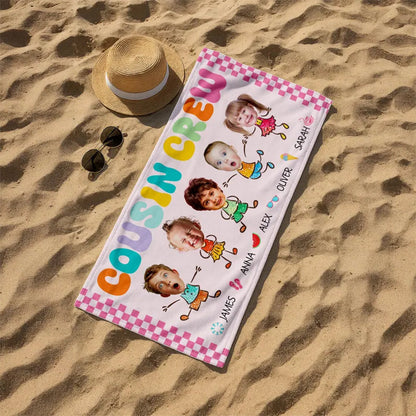 Personalized Cousin Crew Beach Towel With Names, Beach Towel For Cousin