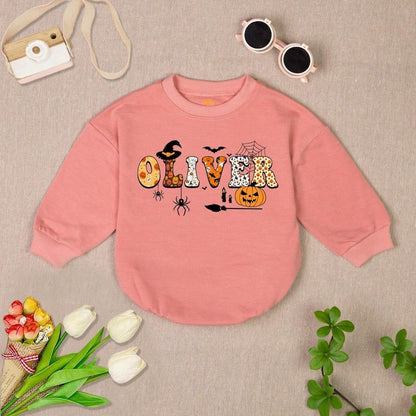Personalized Baby Name Halloween Romper Sweatshirt