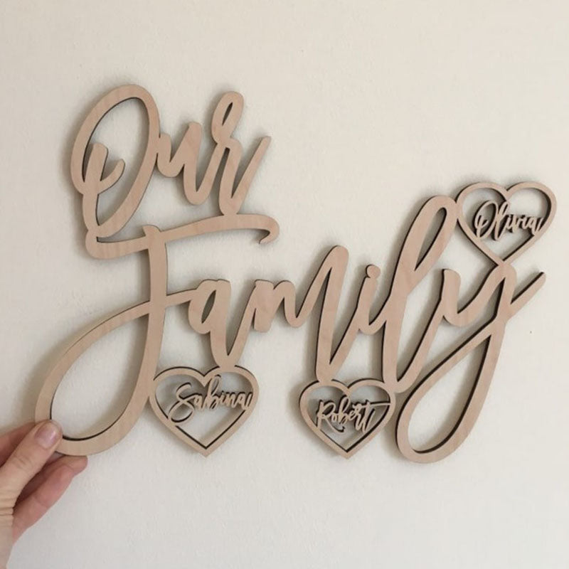 Our Family Personalised Wooden Sign, Custom Family Sign, Wooden Wall Sign
