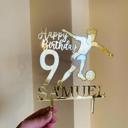 Custom Soccer Cake Topper – Personalized Name & Age