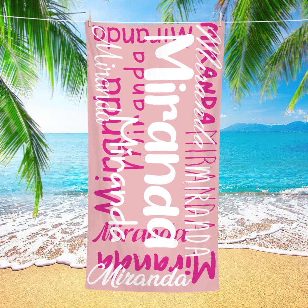 Custom Name Beach Towel - Personalized