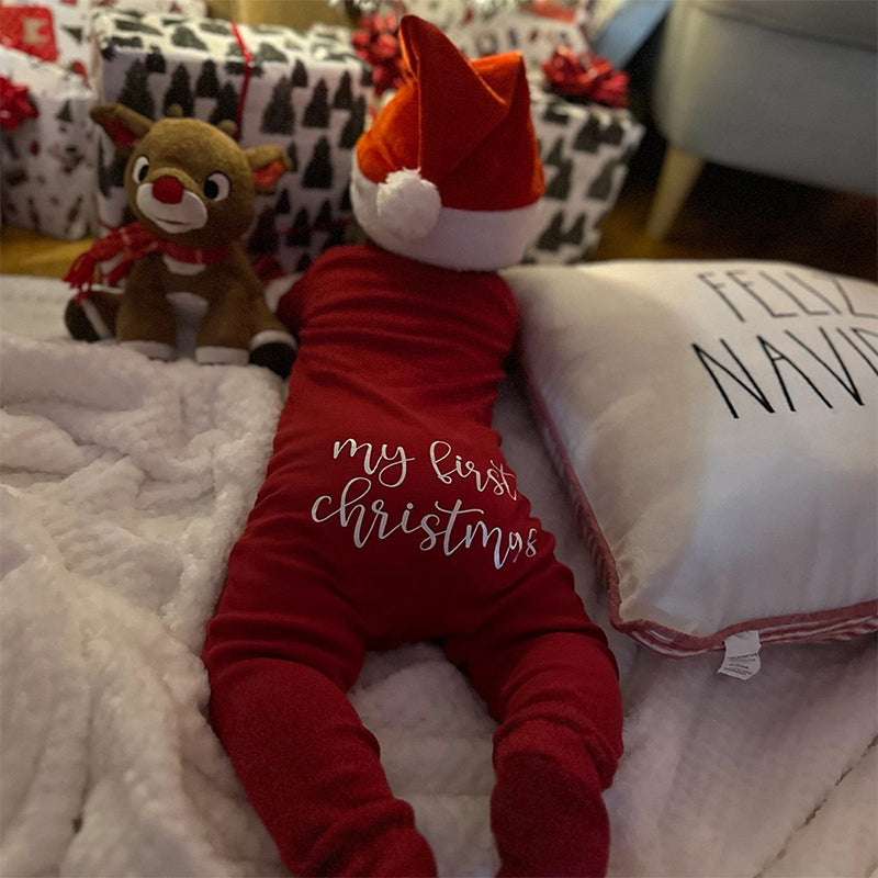 Personalized Baby First Christmas Cozy Soft Long Sleeve Romper