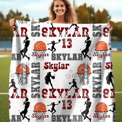 Basketball Girl or Boy Personalized Blanket, Custom Name Basketball Throw