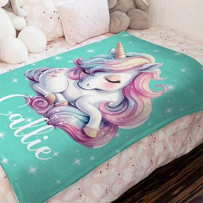 Personalized Fantasy Unicorn Soft Throw Blanket