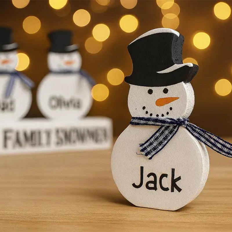 Personalized Snowman Family Sign: Rustic Christmas Mantel Decor