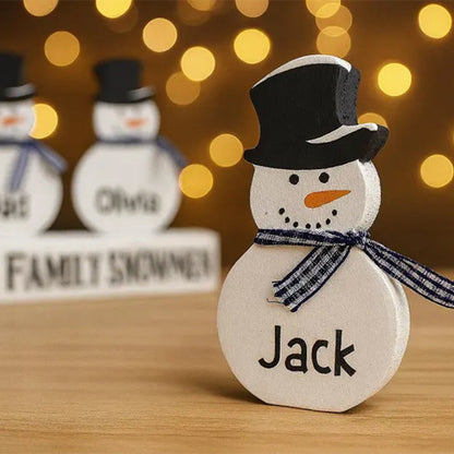 Personalized Snowman Family Sign: Rustic Christmas Mantel Decor