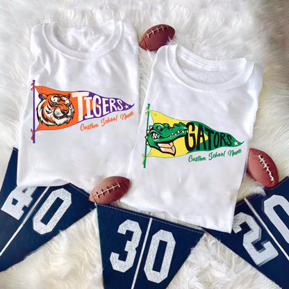 School Spirit Pennant Shirt, Custom Mascot T-shirt, High School Football Shirt