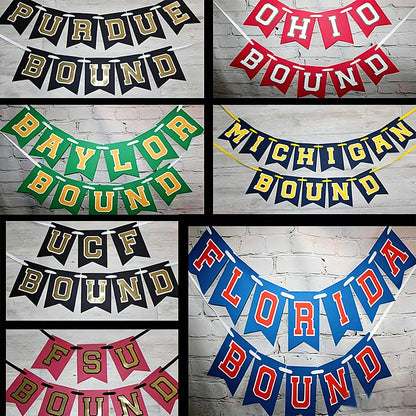 Custom College Bound Banner, Double Layer Letters, Large 6x8" Pennants