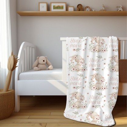 Custom Bunny Baby Blanket, Shower Gift