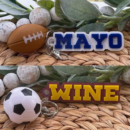 Personalized name color Sport Keychain Team Colors Soccer, Basketball, Baseball, Football, for keys