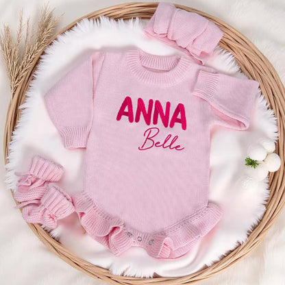 Personalized Embroidered Baby Romper, Baby Name Ruffle Romper