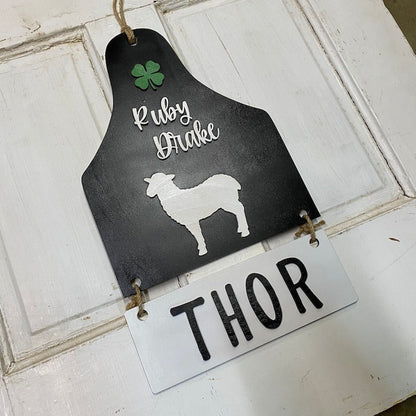 Cow Ear Tag Stall Sign | 4H Barn Stall Sign | Steer | Heifer | Personalized Name Sign for 4H Stall