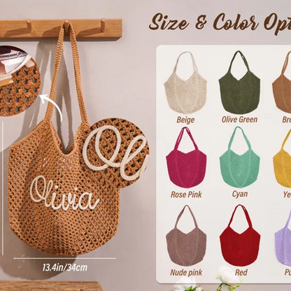 Personalized beach tote bags, Crochet beach bags