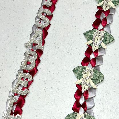 Graduation Lei, 2-Color Double Braid with Paper Decoration, Personalized Letters & Numbers