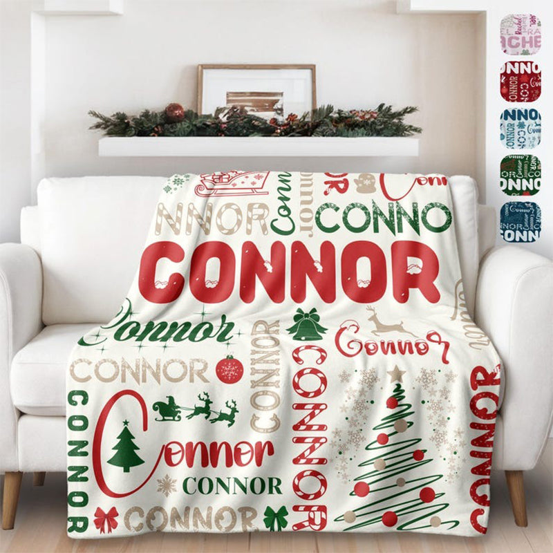 Personalized Christmas Blanket | Custom Name Throw Blanket
