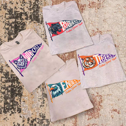 School Spirit Pennant Shirt, Custom Mascot T-shirt, High School Football Shirt