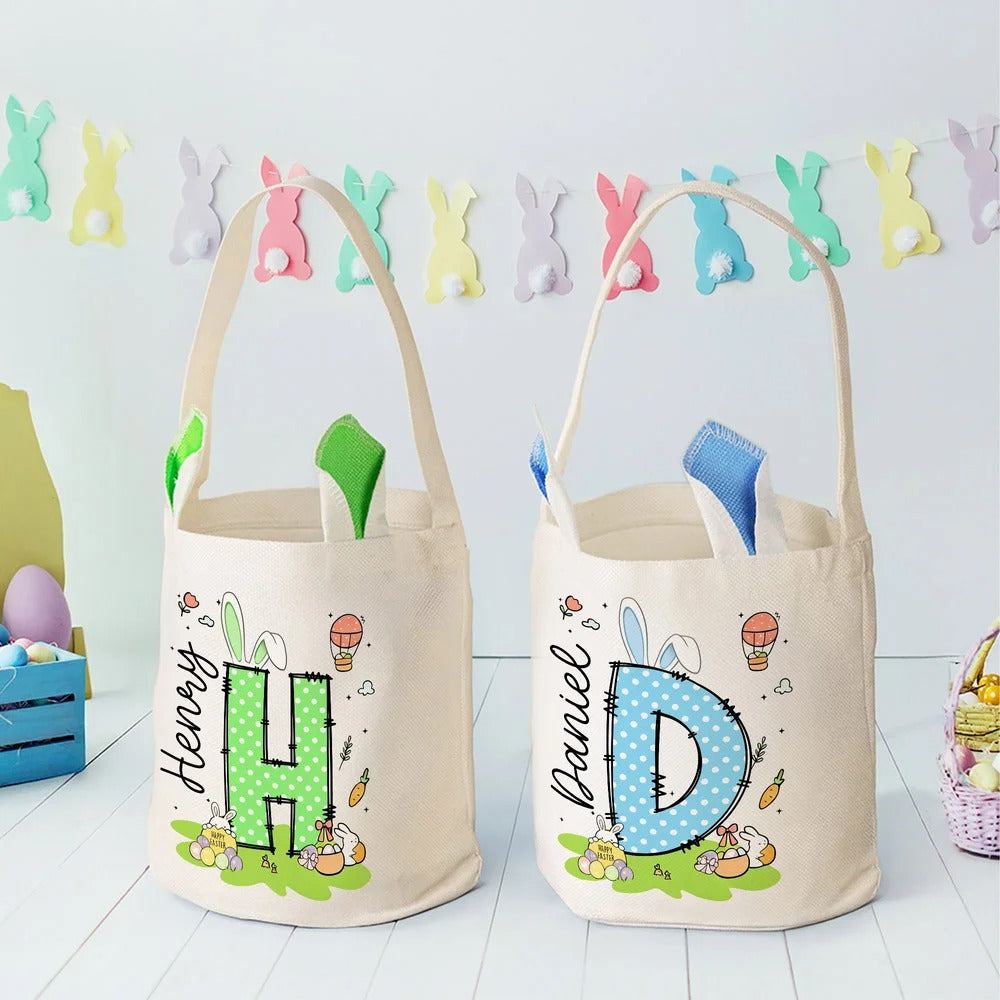 Personalized Easter Bunny Carrot Eggs Large Capacity Basket