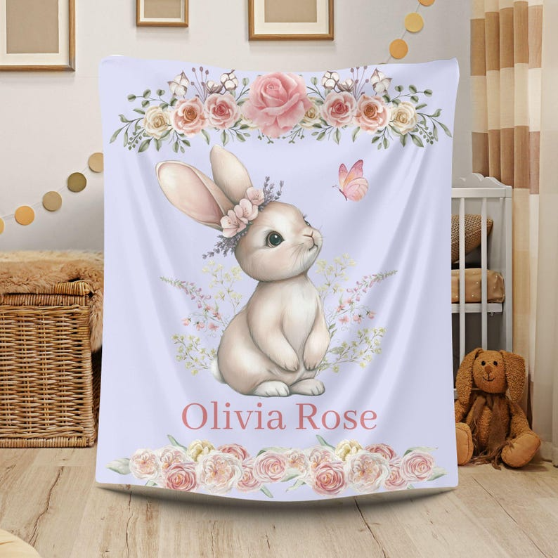 Personalized Bunny Baby Blanket