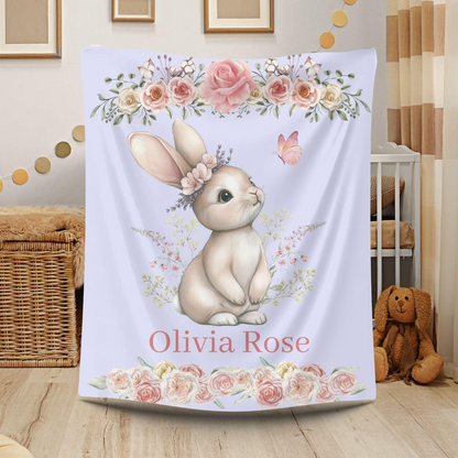 Personalized Bunny Baby Blanket