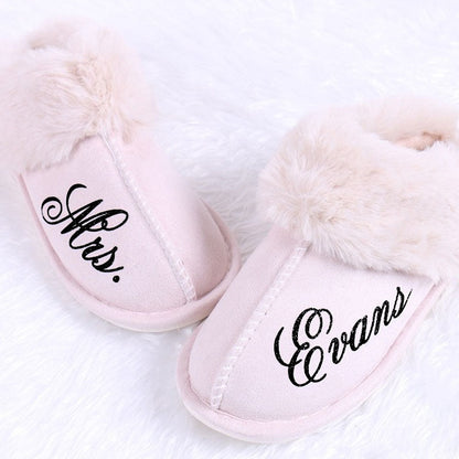 Personalized Women's Slippers Memory Foam House Slippers with Rubber Sole