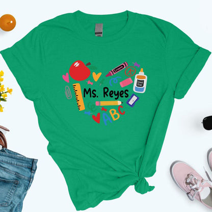 Custom Teacher Shirt, Heart Custom T-Shirt, Teacher Team Shirts, Personalized School Tshirt
