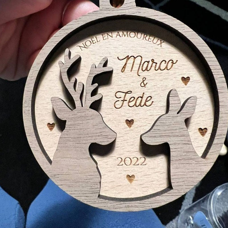 Personalized Christmas bauble - Deer family, doe, fawn - Family Christmas