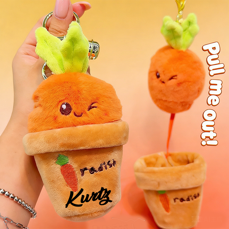 Personalized Easter radish .Pluckable radish plush toy keychain