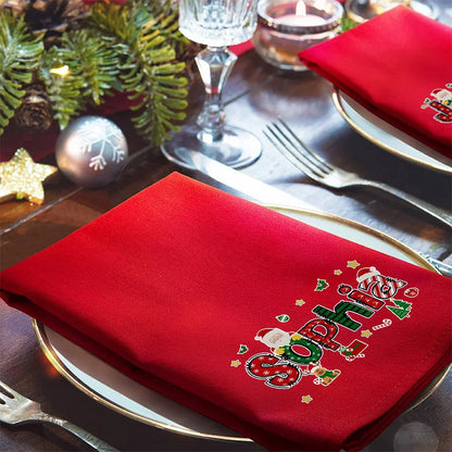 Personalized Santa Claus Christmas Element Alphabet Napkin with Name