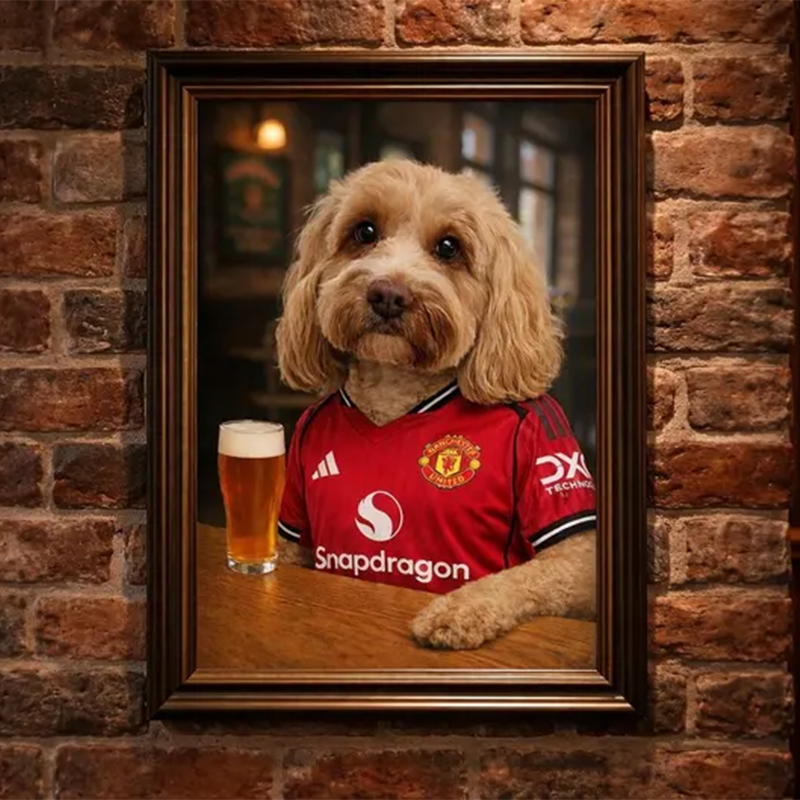 Custom Football Dog Portrait | Personalised Pet Print for Football Fans